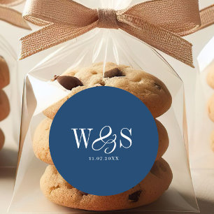 Adesivo Casais de casamento iniciais azuis do marinho Eleg