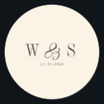 Adesivo Casais de casamento iniciais de creme natural eleg<br><div class="desc">Casal inicial de natas naturais Elegante</div>