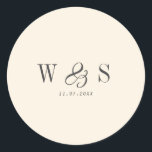 Adesivo Casais de casamento iniciais de creme natural eleg<br><div class="desc">Casal inicial de natas naturais Elegante</div>