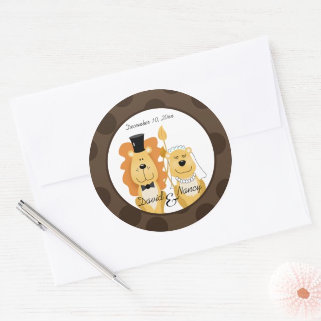 Adesivo Casais de Casamento Lion e Lioness (Envelope)