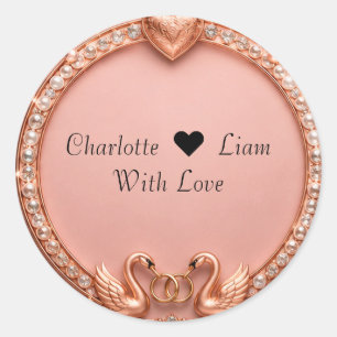 Adesivo Casais de Cisnes de Casamento Quadro Floral Nupcia