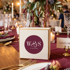 Adesivo Casais de noivos com inicial burgundy elegante