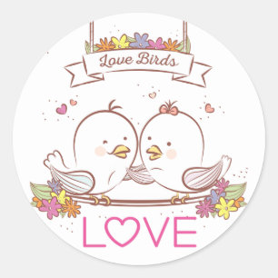 Adesivo Casais de Pássaros Rosa e Marrom Amor de Casamento
