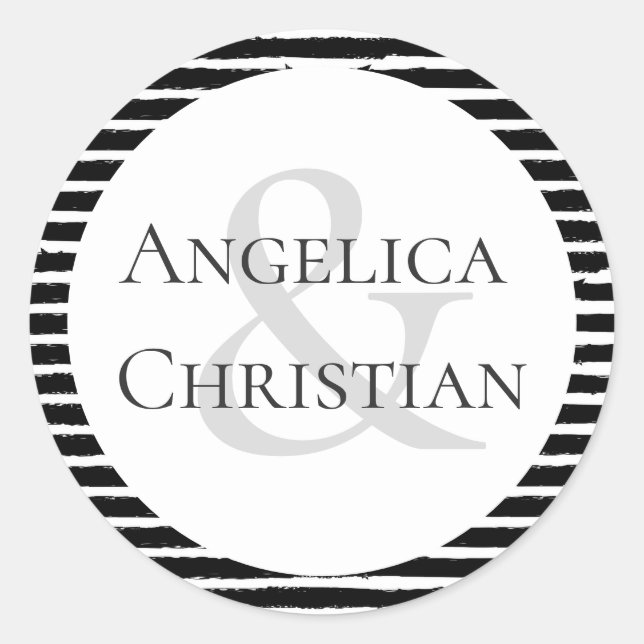 Adesivo Casais Nome Modern Black White Stripe (Frente)
