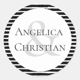 Adesivo Casais Nome Modern Black White Stripe