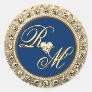 Adesivo Casais personalizados Monograma Dourado Selo