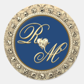 Adesivo Casais personalizados Monograma Dourado Selo