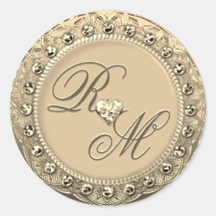 Adesivo Casais personalizados Monograma Dourado Selo