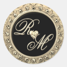 Adesivo Casais personalizados Monograma Dourado Selo