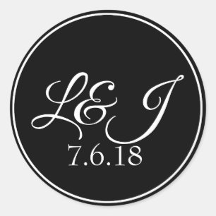 Adesivo Casais preto e branco e data de casamento