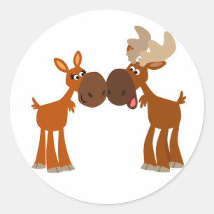 Adesivo Casal bonito dos alces dos desenhos animados na