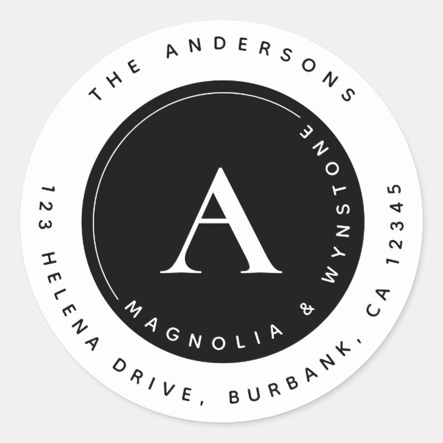 Adesivo Casal Clássico Monograma Endereço de Retorno Cláss (Frente)