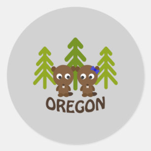 Adesivo Casal Cute Beaver Oregon