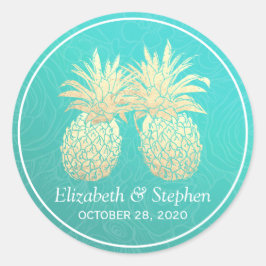 Adesivo Casal De Abacaxi De Folha De Ouro Vintage