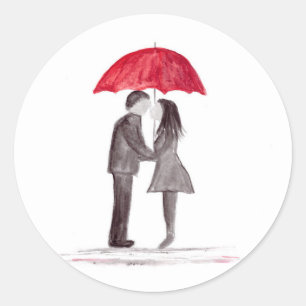 Adesivo casal de amor romântico com cor d'água do guarda