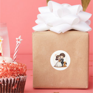 Adesivo Casal de Casamento Bonito com Cães - Pastel Louco