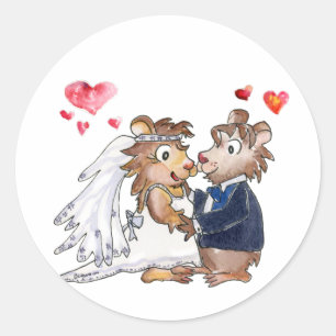 Adesivo Casal de Casamento de Cartoon