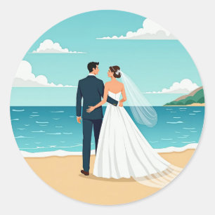 Adesivo Casal de Casamento de Praia