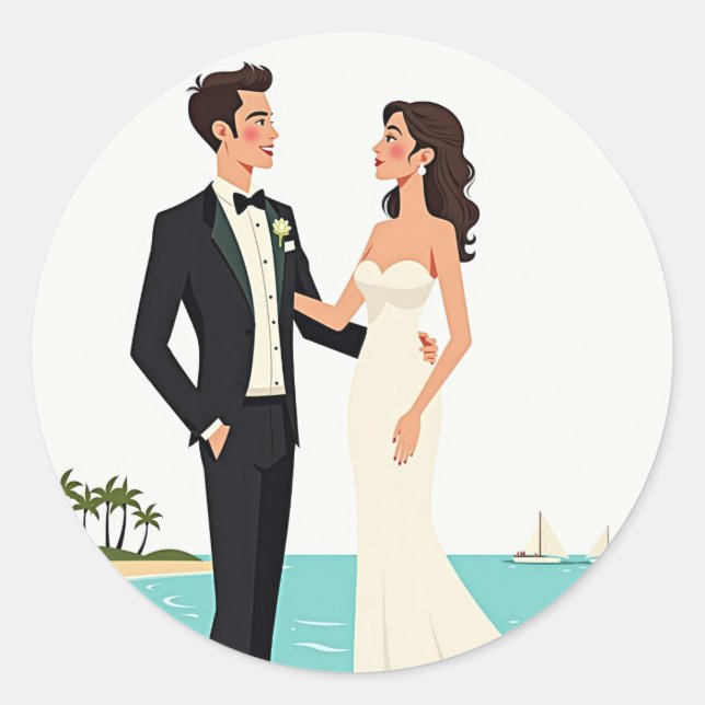Adesivo Casal de Casamento de Praia (Frente)