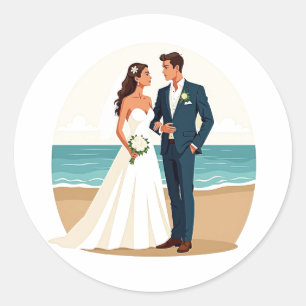 Adesivo Casal de Casamento de Praia
