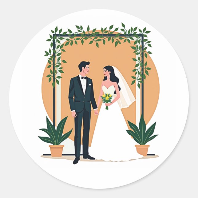 Adesivo Casal de Casamento Elegante (Frente)