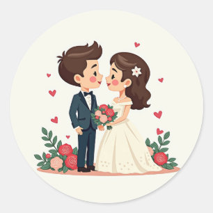 Adesivo Casal de Casamento Encantador
