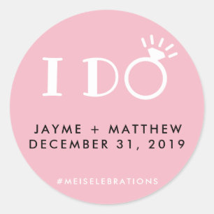 Adesivo Casal de Casamento "I Do", Rosa Preto, Hashtag Rou