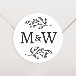 Adesivo Casal de Casamento Monograma Botânico Elegante