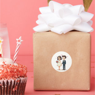 Adesivo Casal de Casamento Retro - Estilo Kawaii