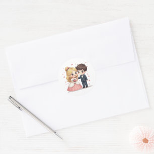 Adesivo Casal de Casamento vintage sorridente - Kawaii Sti