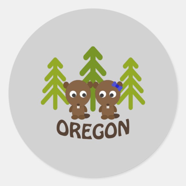 Adesivo Casal de castor bonito Oregon (Frente)