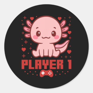 Adesivo Casal de Gamer Axolotl Capyra Arcade Pixel Retro 