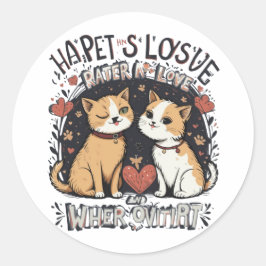 Adesivo Casal de Gatos Fofos Piscando o Olho Amor e Vibraç