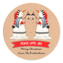 Casal de Neve Kraft Paper Natal Personalizado