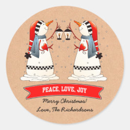 Adesivo Casal de Neve Kraft Paper Natal Personalizado