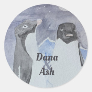 Adesivo Casal de Pinguim Cute Artístico