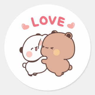 Adesivo Casal de urso Panda, abraços bubu e dudu adoram