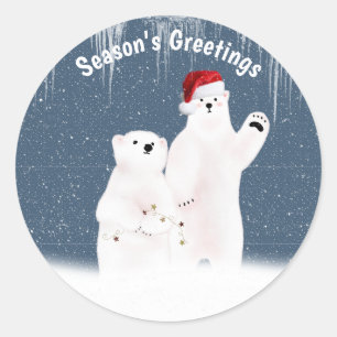 Adesivo Casal de Urso Polar de Natal em Flocos de Neve