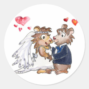 Adesivo Casal do casamento dos desenhos animados