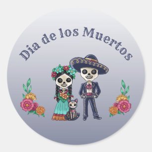 Adesivo Casal do Dia dos Mortos e Gato