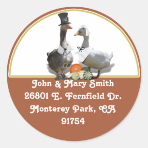 Adesivo Casal do Pato de Peregrino de Ação de Graças