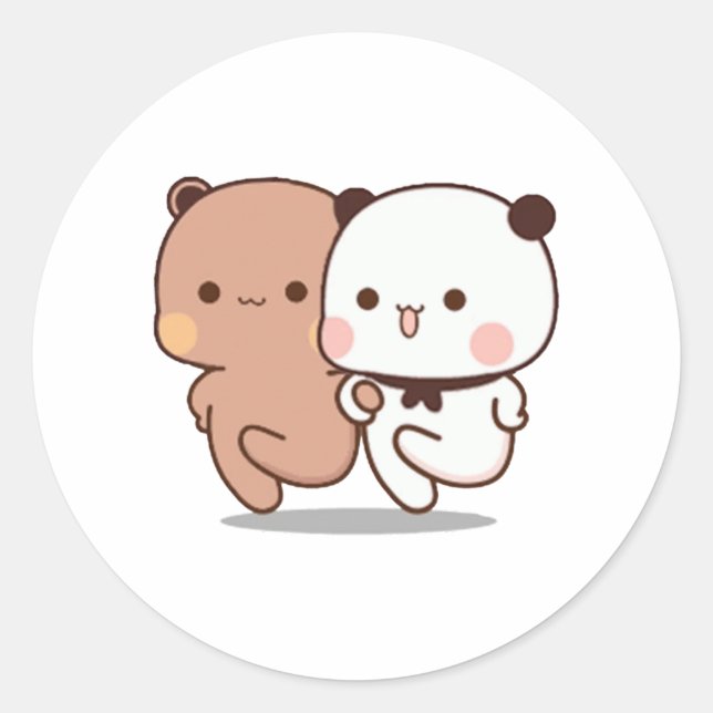 Adesivo Casal Do Urso De Panda E Brownie (Frente)