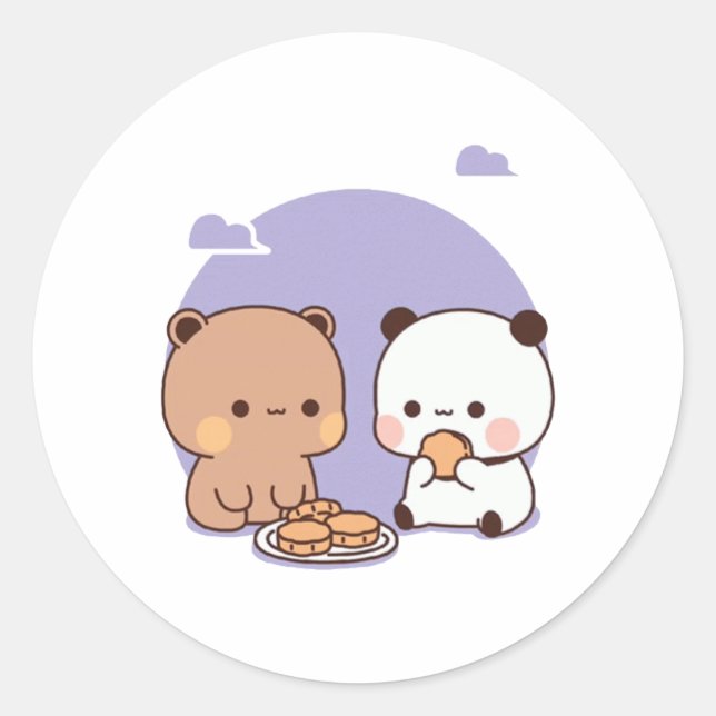 Adesivo Casal Do Urso De Panda E Brownie (Frente)