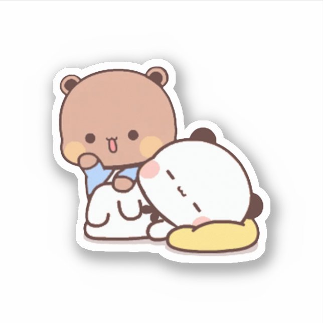 Adesivo Casal Do Urso De Panda E Brownie (Frente)