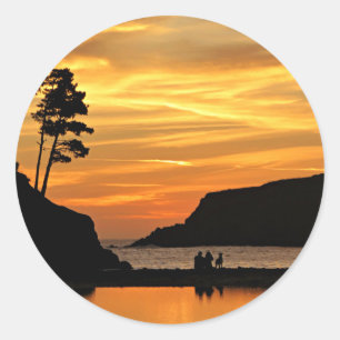 Adesivo Casal e Cachorro Laranja Praia Sunset Costa da Cal
