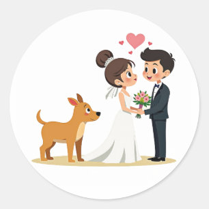 Adesivo Casal e Vinheta de Casamento de Puppy
