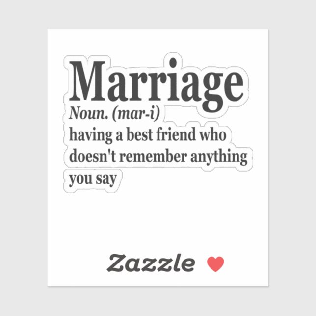 Adesivo Casal Engraçado Definição do Casamento Esposa do M (Folha)