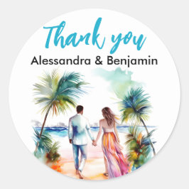 Adesivo Casal na Beach Wedding Watercolor | Ofertas