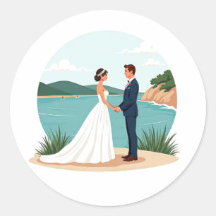 Adesivo Casal no Sticker de Casamento de Borda da Água