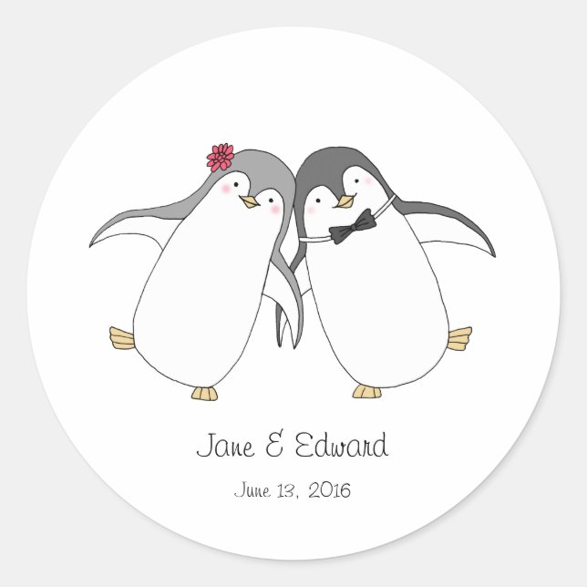 Adesivo Casal Personalizado De Pinguins De Pedra De Favor (Frente)